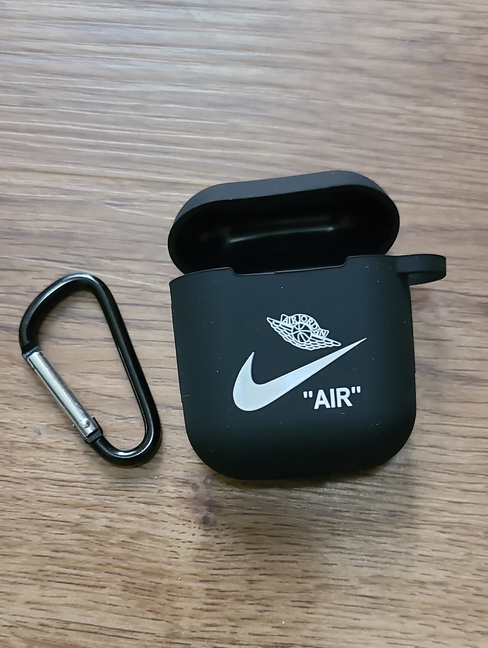 Nike Black Silicone AirPods Case with White Swoosh & AIR Accent